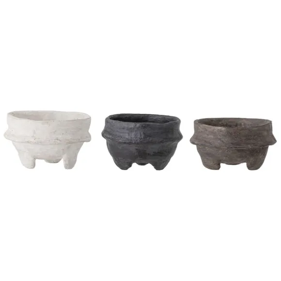 Asbjorn Paper Mache Deco Bowl White - Set of 3