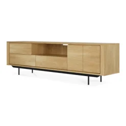 Ethnicraft Oak Shadow Entertainment Unit - 2 Doors/1 Flip-down Door/ 2 Drawers