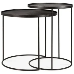 Ethnicraft Round Tray Side Table - Set of 2