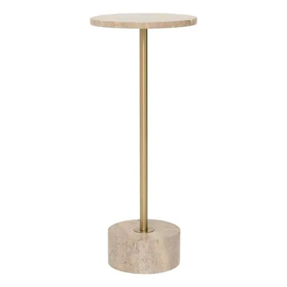 Fino Travertine Side Table - Gold
