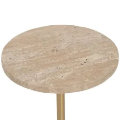 Fino Travertine Side Table - Gold