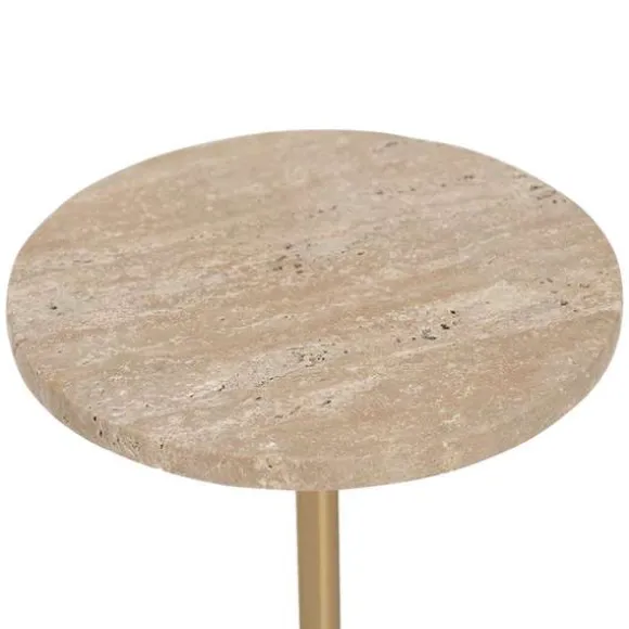 Fino Travertine Side Table - Gold