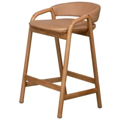 Inlay Counter Stool with Leather Backrest