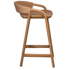 Inlay Counter Stool with Leather Backrest