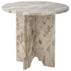 Jasmia Marble Side Table - Brown