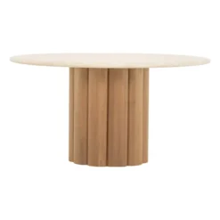 Kora Travertine Round Dining Table