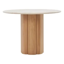 Kora Travertine Round Dining Table