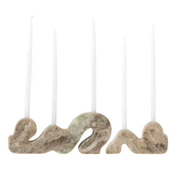 Liabella Marble Candle Holder - Grey - Set of 2