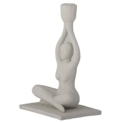Lucie Polyresin Candlestick - White