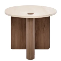 Pivot Round Travertine Side Table