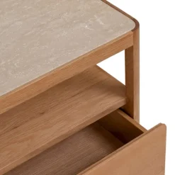 Theo Travertine Wide Bedside Table