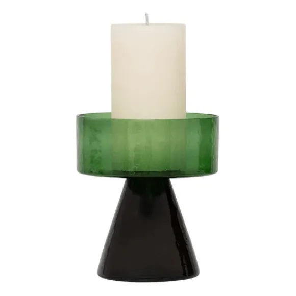 Watercress Glass Candle Holder - Green